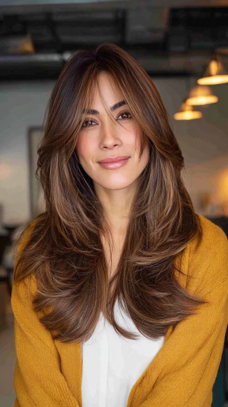 Textured Long Cut with Feathered Layers