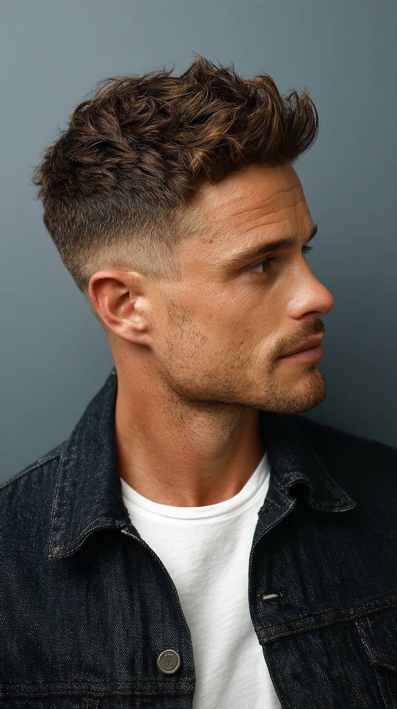 Textured Short Crop with Defined Waves