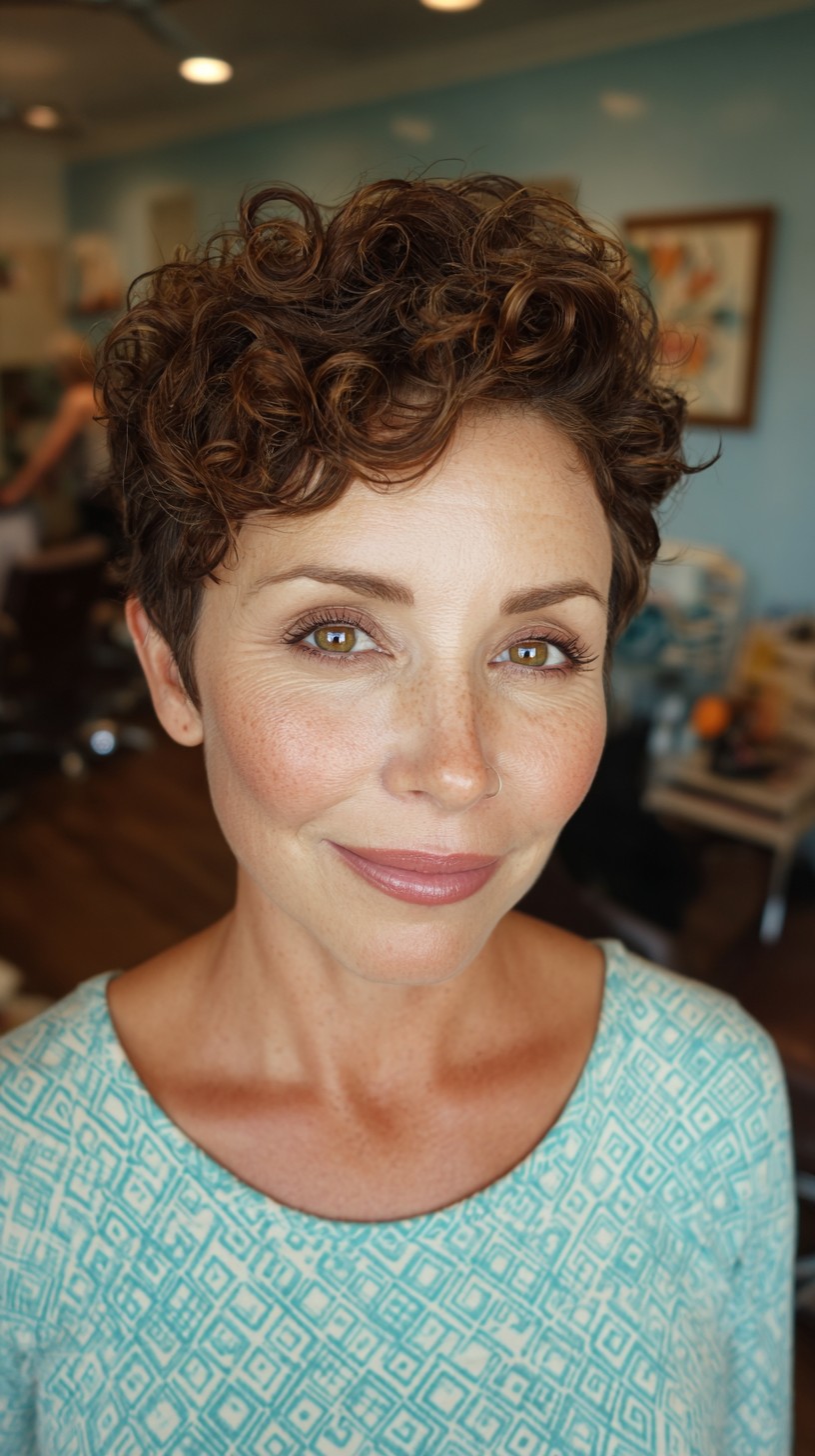 Textured Short Curly Crop with Soft Volume