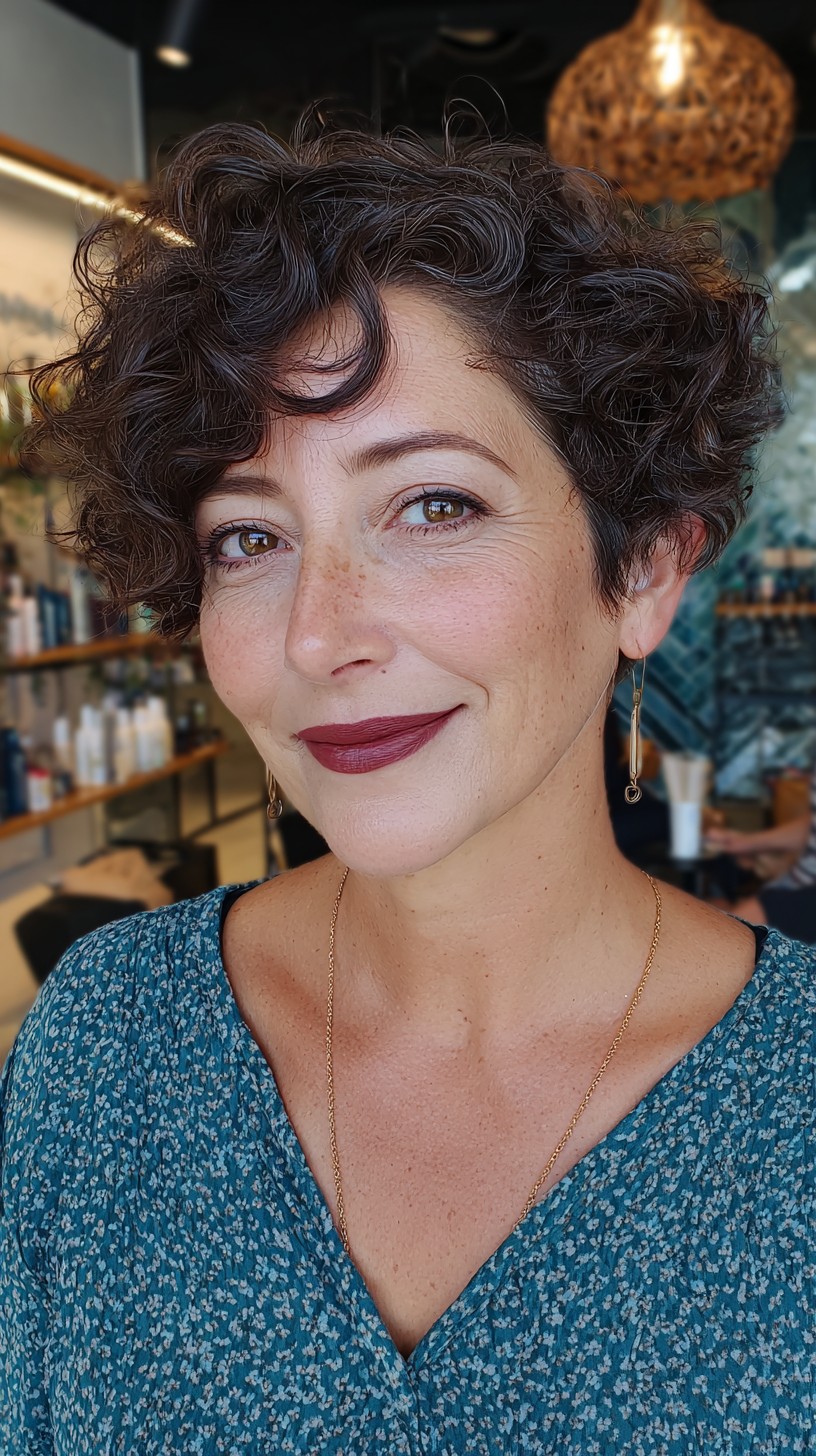 Textured Short Curly Cut with Effortless Bounce