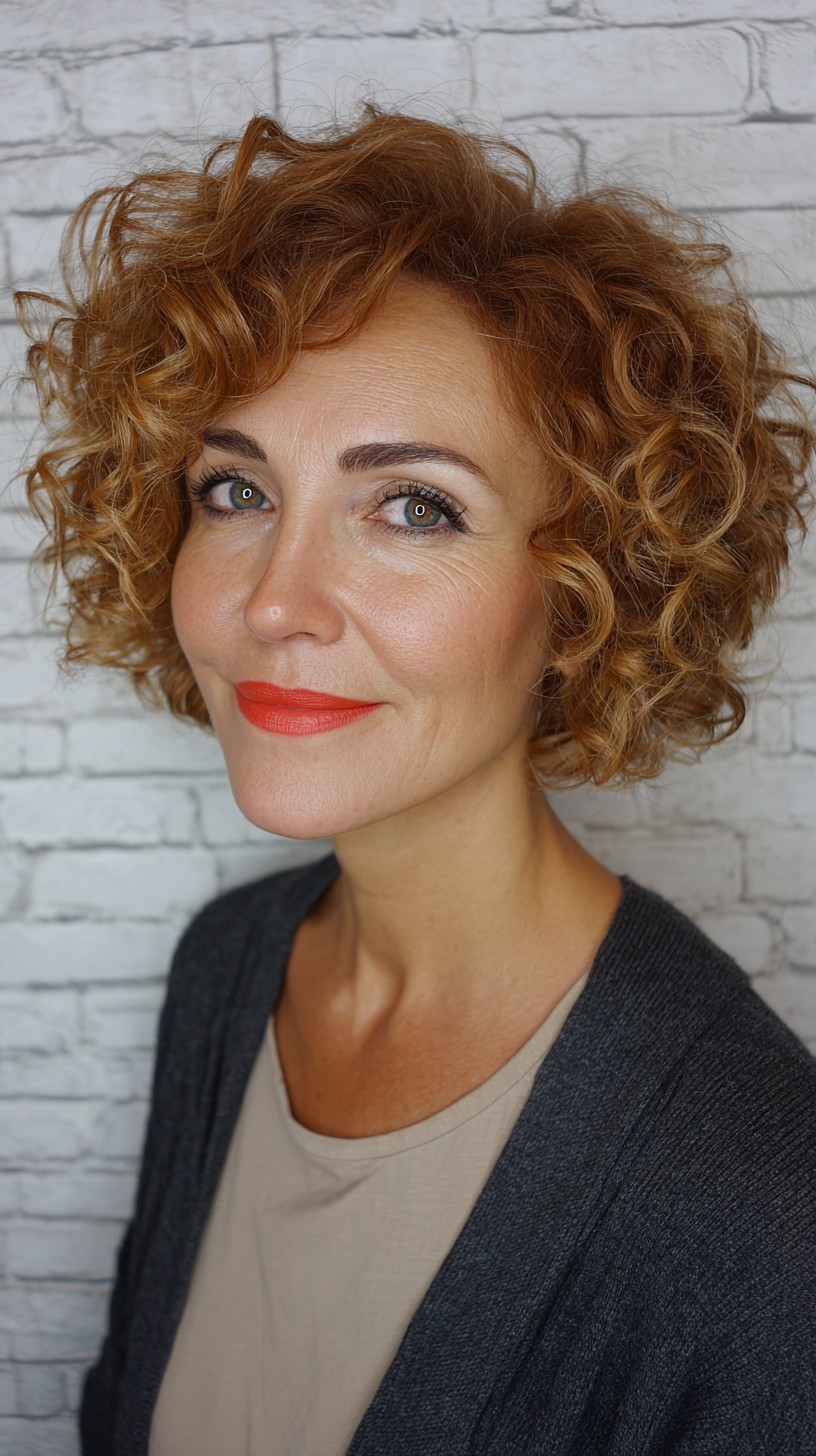 Textured Short Curly Cut with Soft Layers