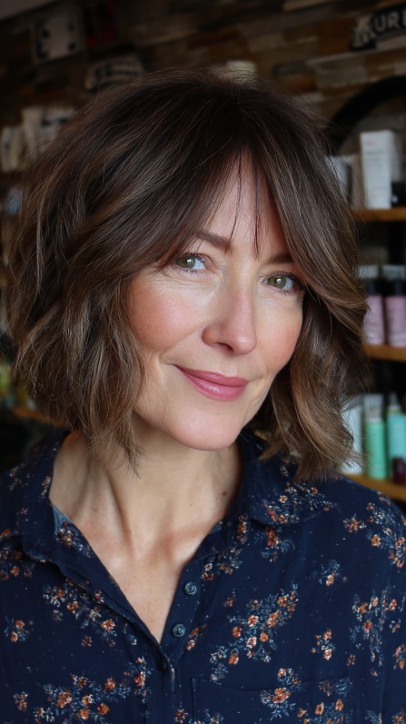 Textured Shoulder-Length Bob with Soft Waves