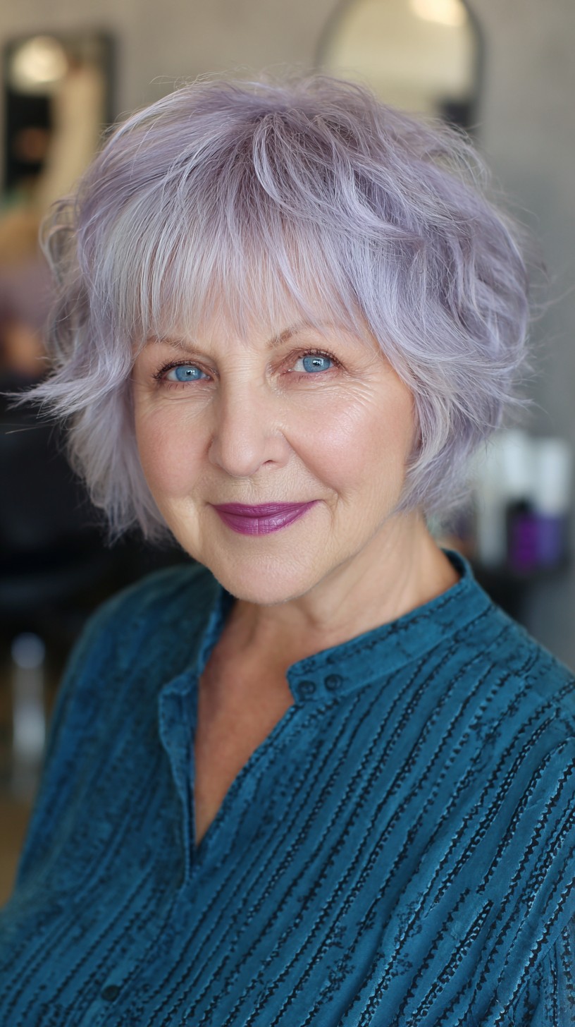 Trendy Lavender Short Wolf Cut with Soft Texture