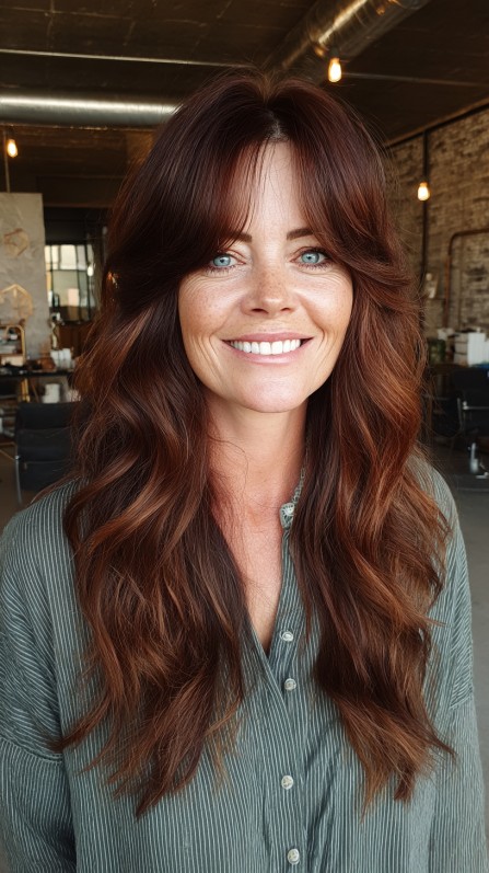 Warm Copper Long Waves with Soft Textured Layers