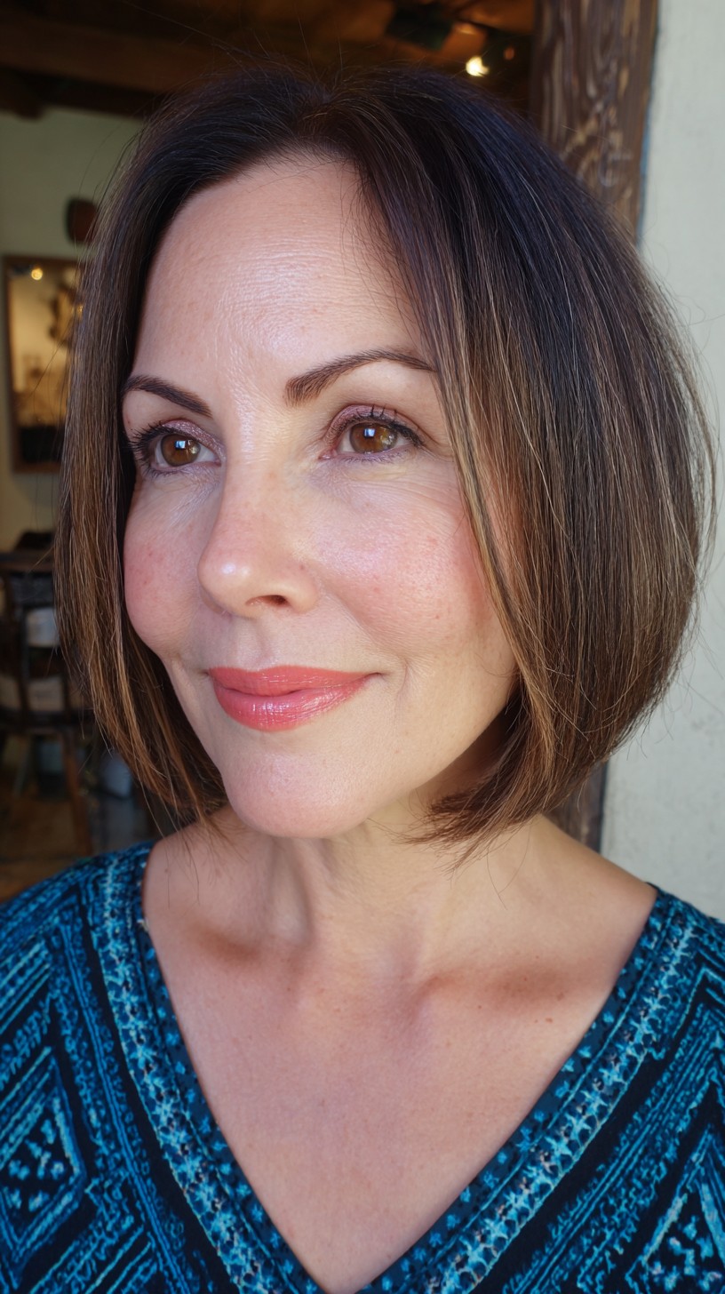 Chic Textured Bob with Subtle Highlights