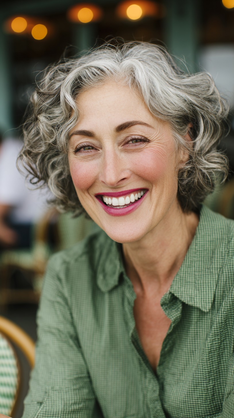 Beautiful Soft Curly Hairstyle with Natural Highlights