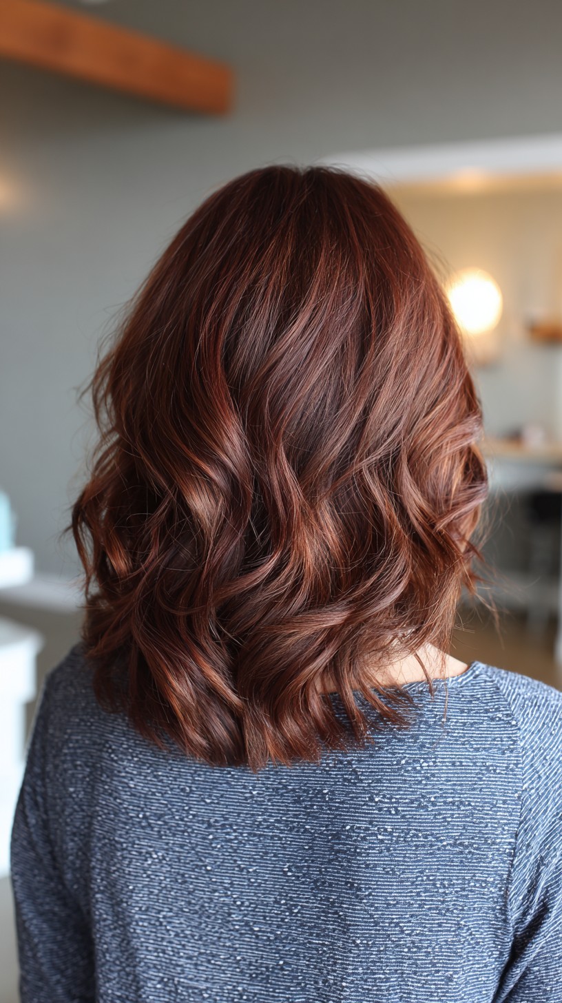 Charming Chocolate Cherry Shoulder-Length Waves