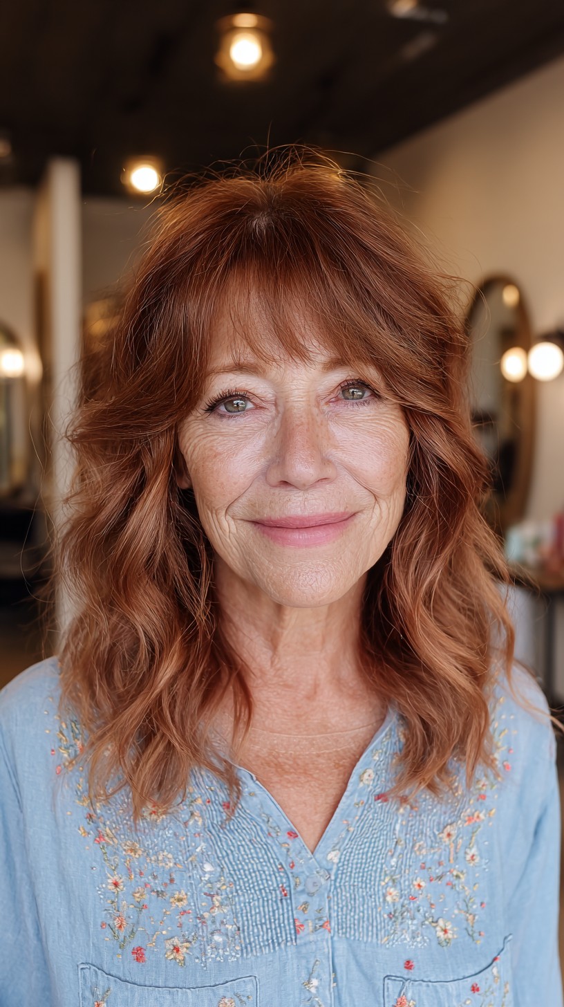 Charming Textured Mid-Length Cut with Soft Waves