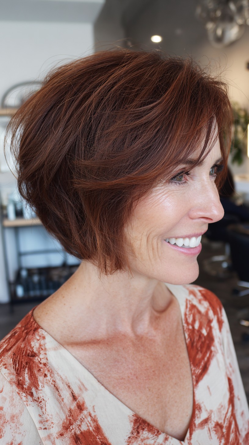 Chic Chocolate Cherry Textured Bob