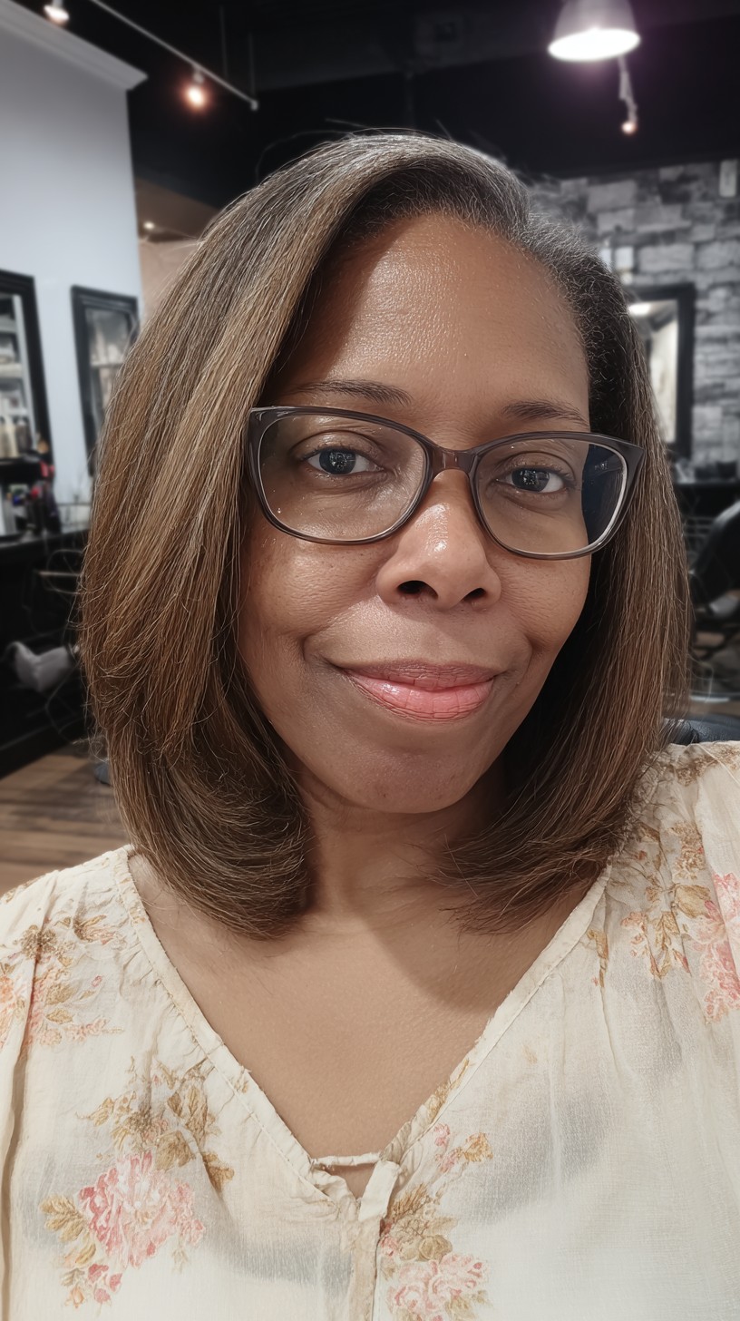 Chic Medium-Length Straight Haircut with Subtle Balayage
