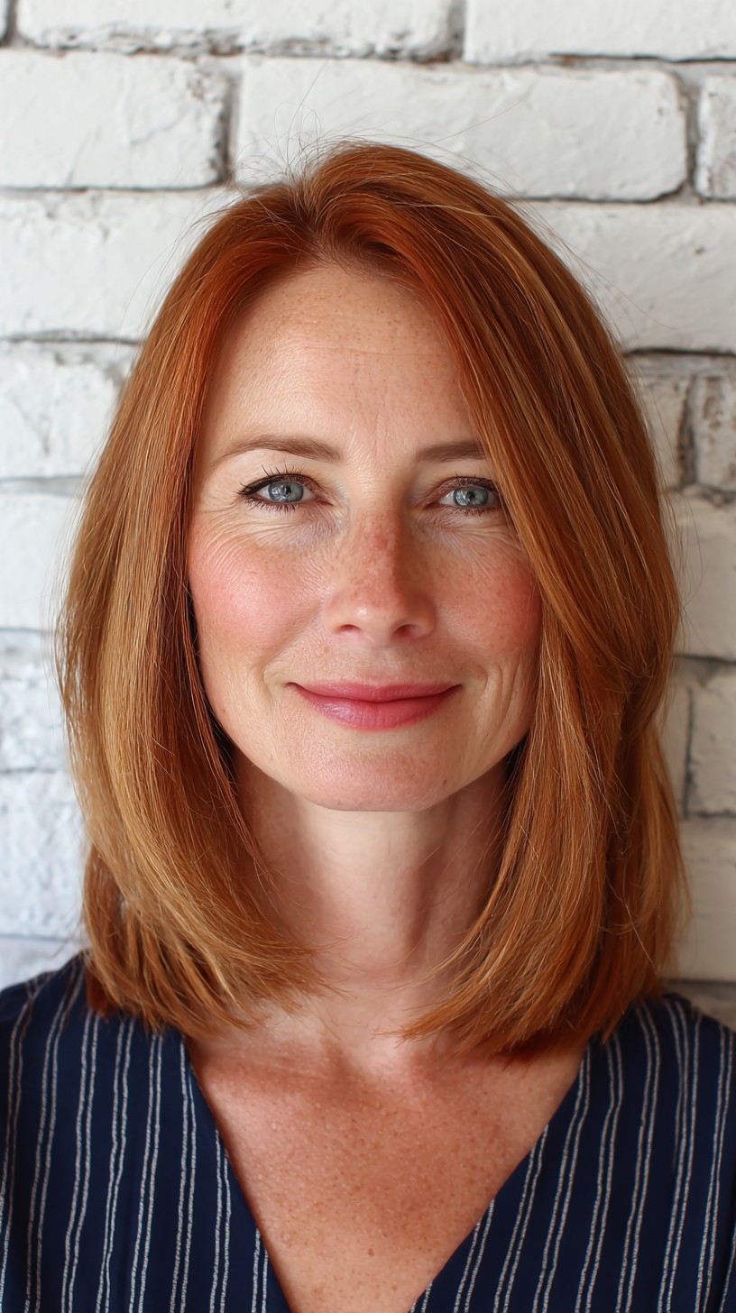 Chic Straight Lob with Subtle Caramel Undertones