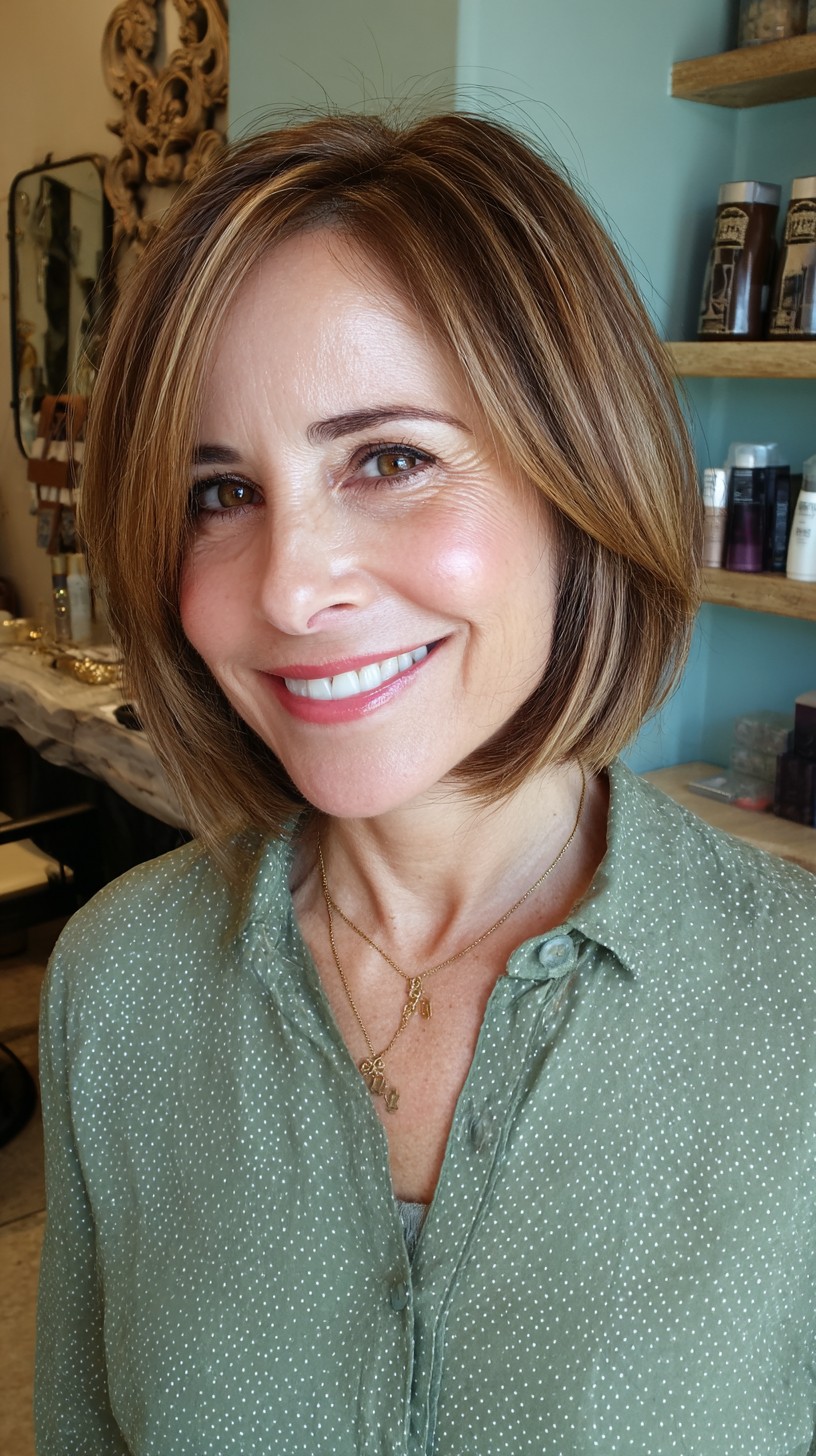 Chic Textured Bob with Subtle Balayage