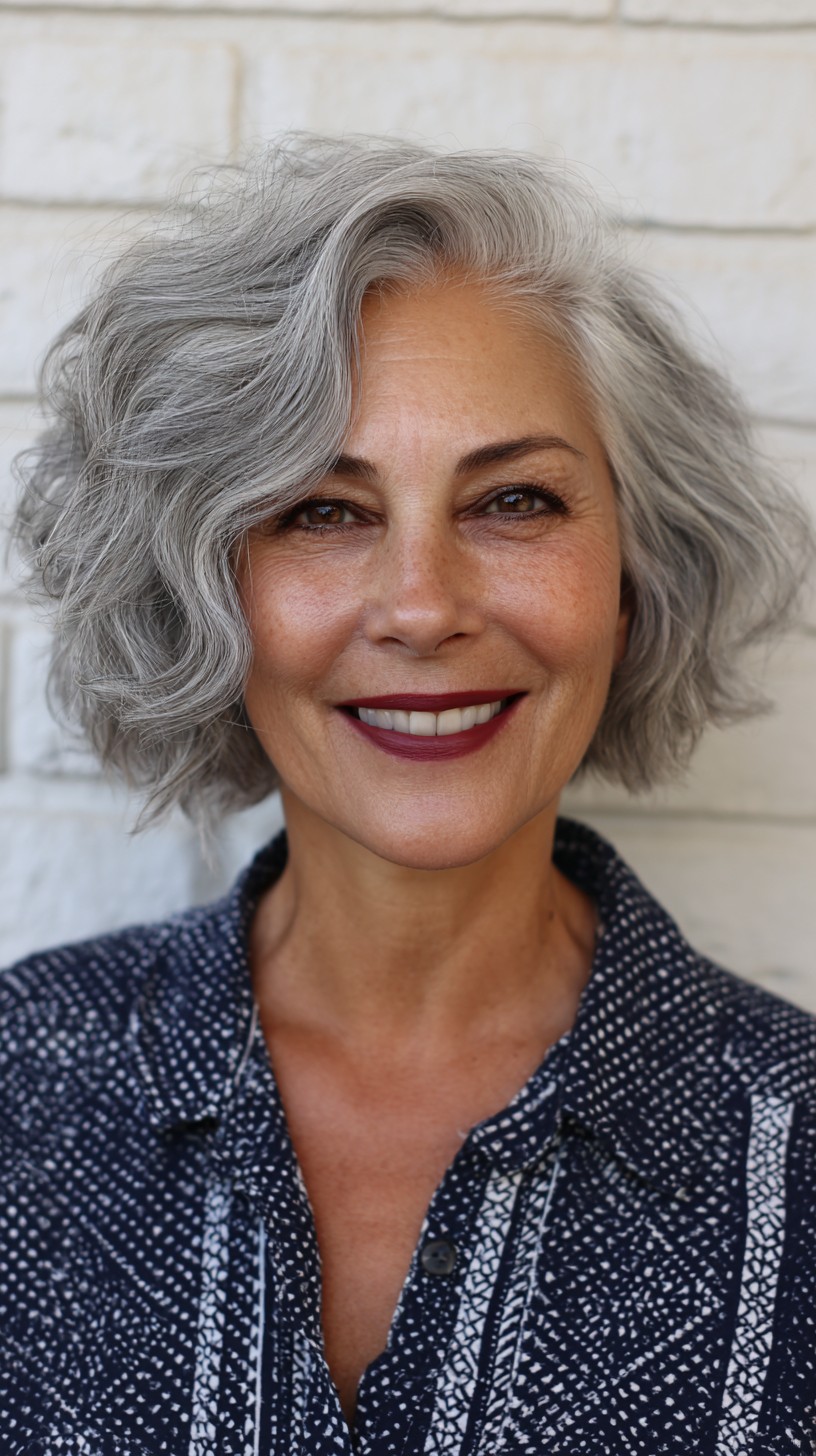 Effortless Soft Curly Bob with Flattering Volume