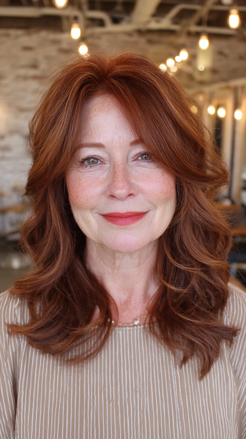 Elegant Copper Layered Waves with Subtle Highlights