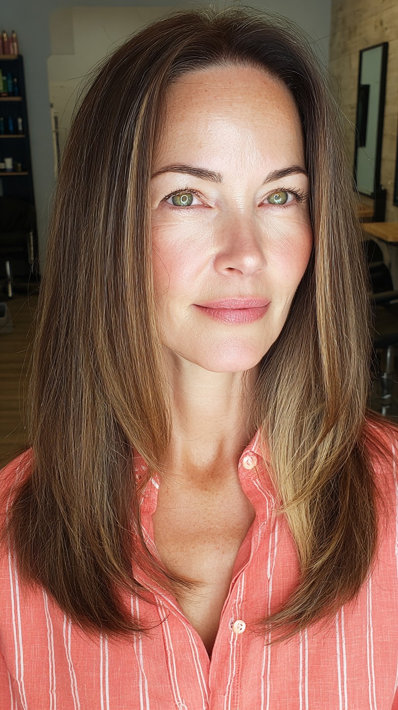 Elegant Long Layered Haircut with Subtle Highlights