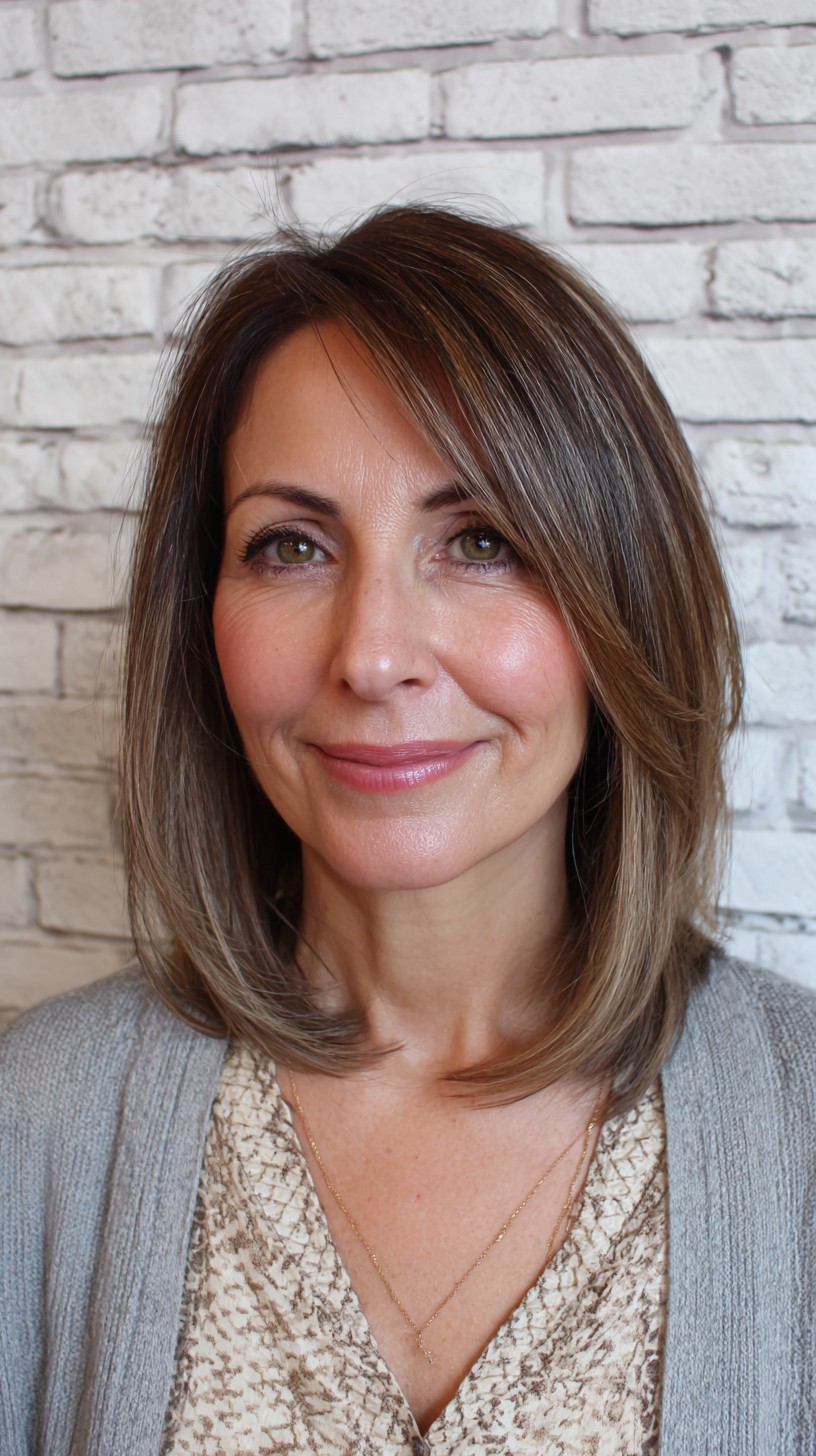 Elegant Medium-Length Straight Cut with Subtle Balayage