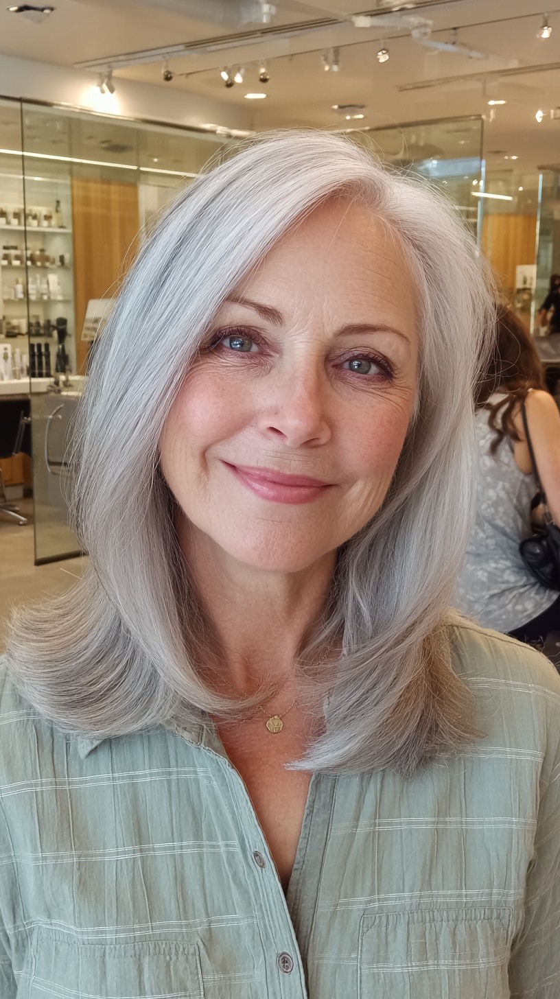 Elegant Silvery Layered Cut with Soft Movement