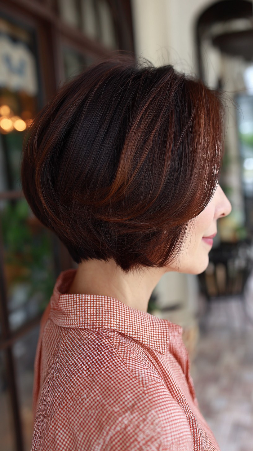 Modern Chocolate Cherry Bob with Subtle Highlights