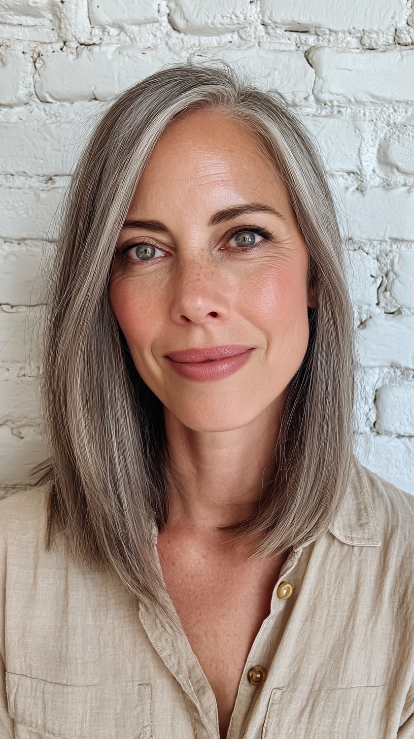 Modern Straight Lob with Subtle Silver Undertones