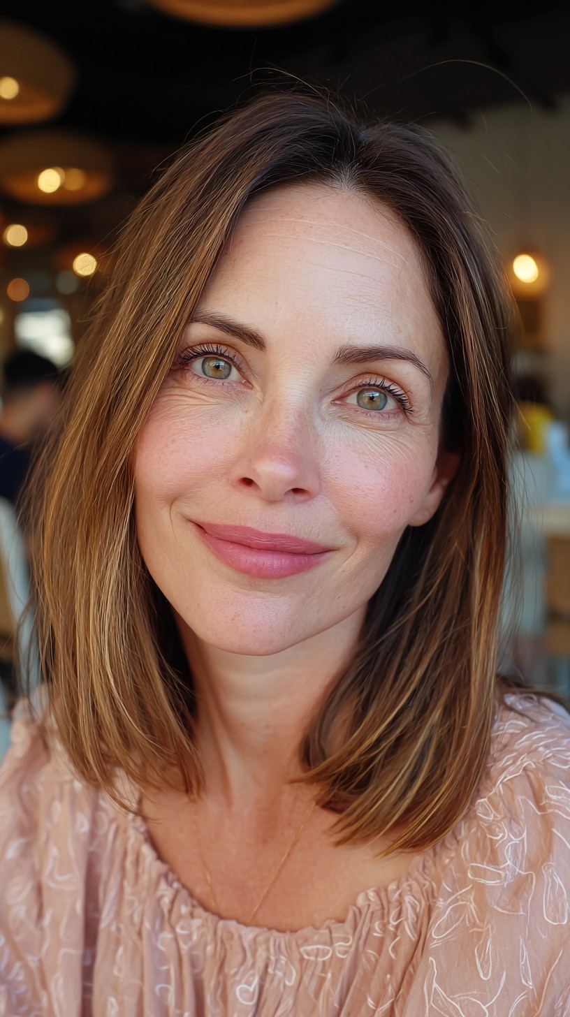 Modern Textured Lob with Subtle Balayage