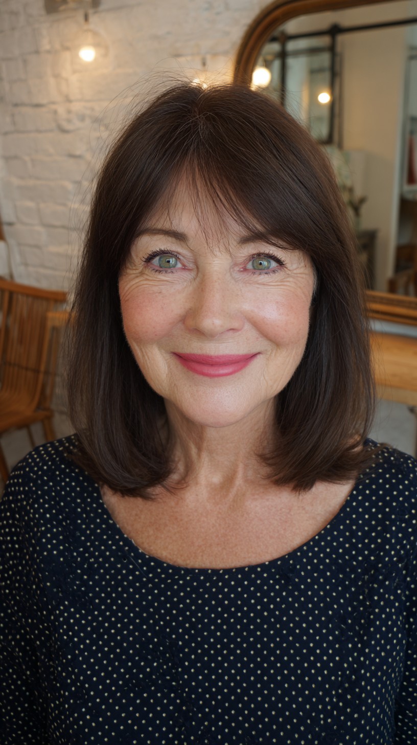 Polished Brunette Lob with Subtle Face-Framing Layers