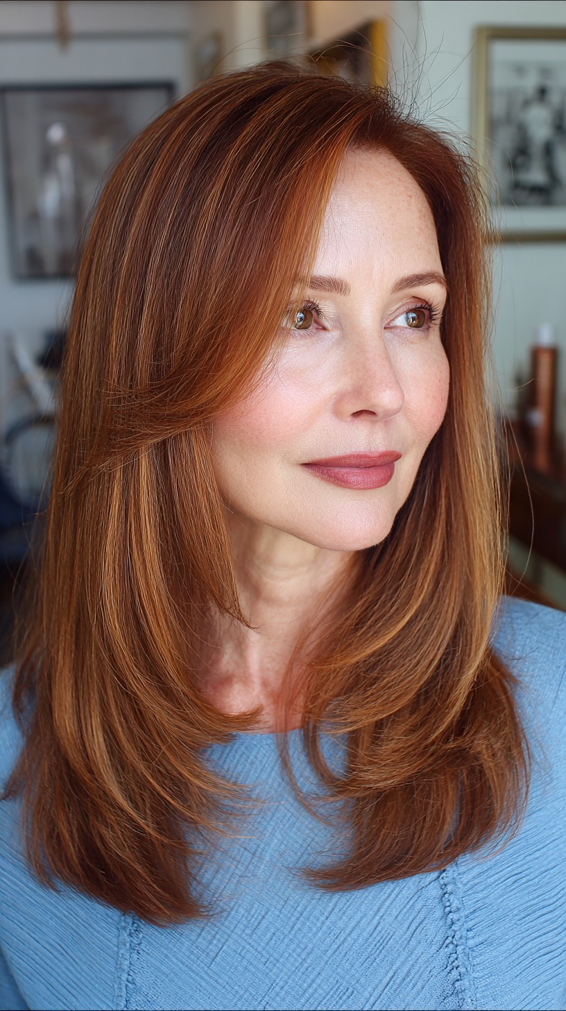 Radiant Long Layered Haircut with Subtle Warm Undertones