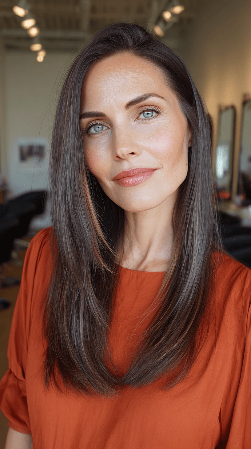 Sleek Long Hair with Subtle Face-Frame Layers