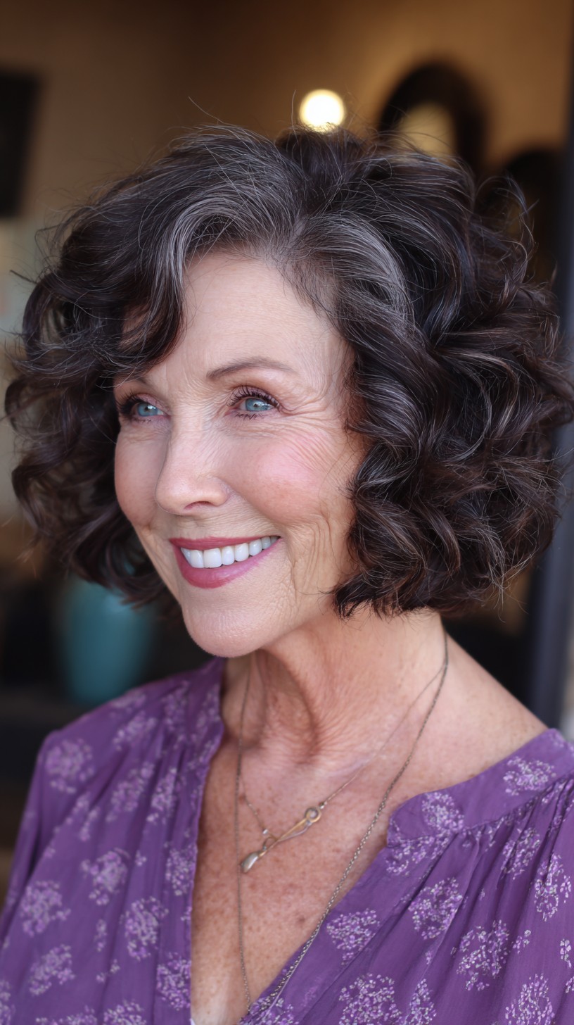 Soft Curly Lob with Volume and Texture