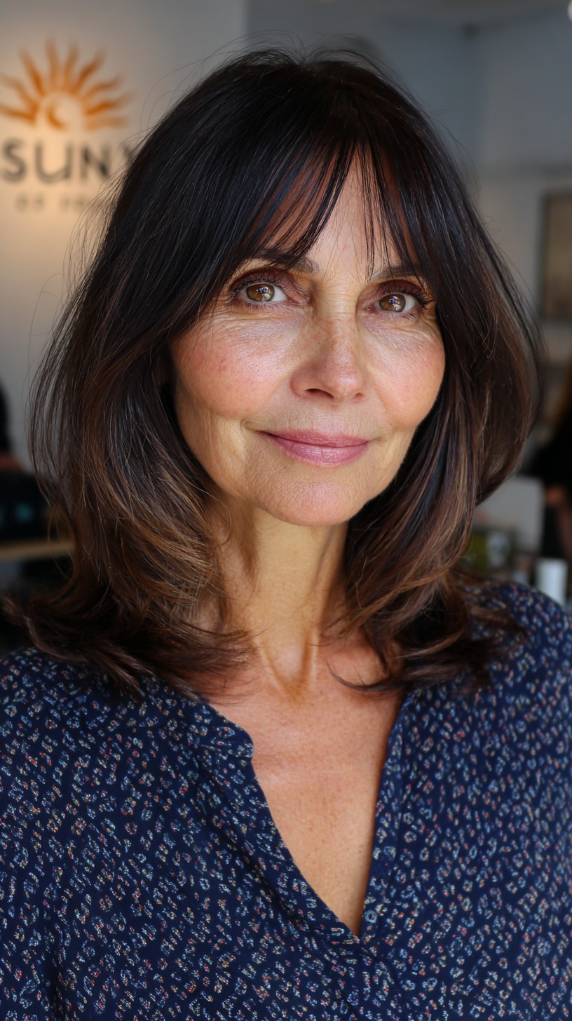 Softly Framed Layered Cut with Side-Swept Bangs