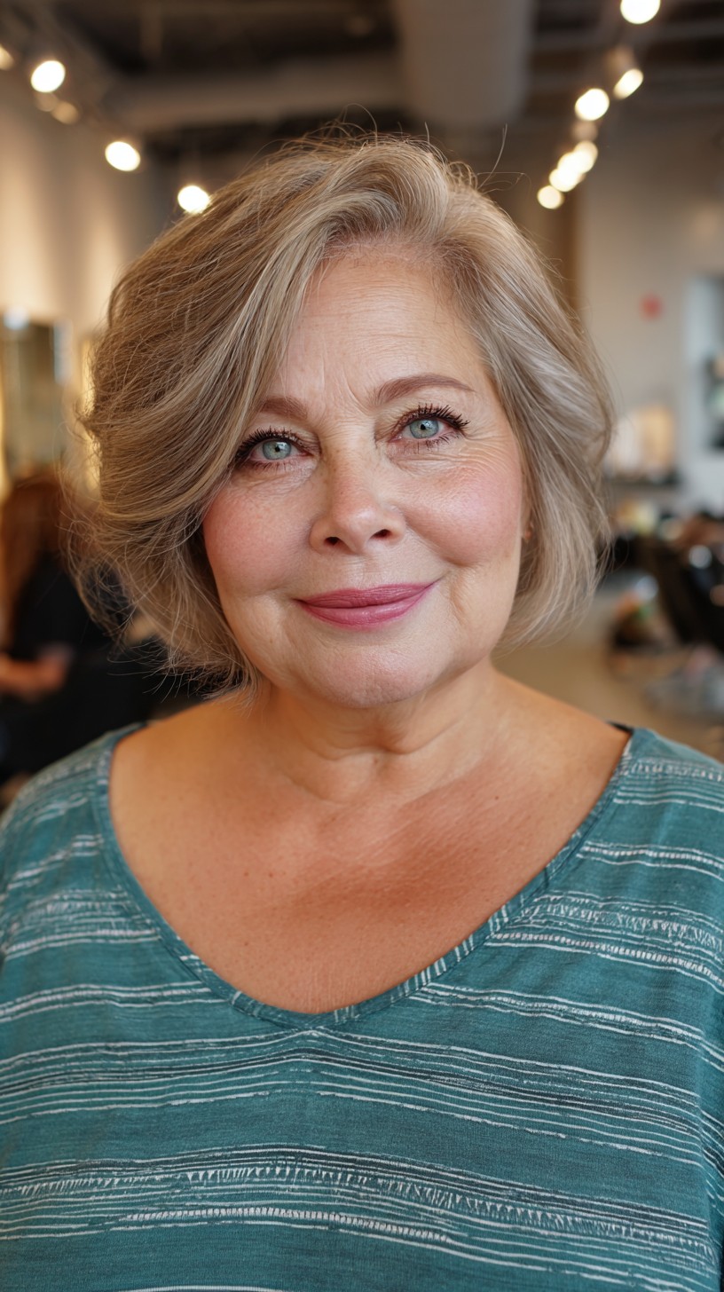 Softly Layered Ash Blonde Bob with Subtle Volume
