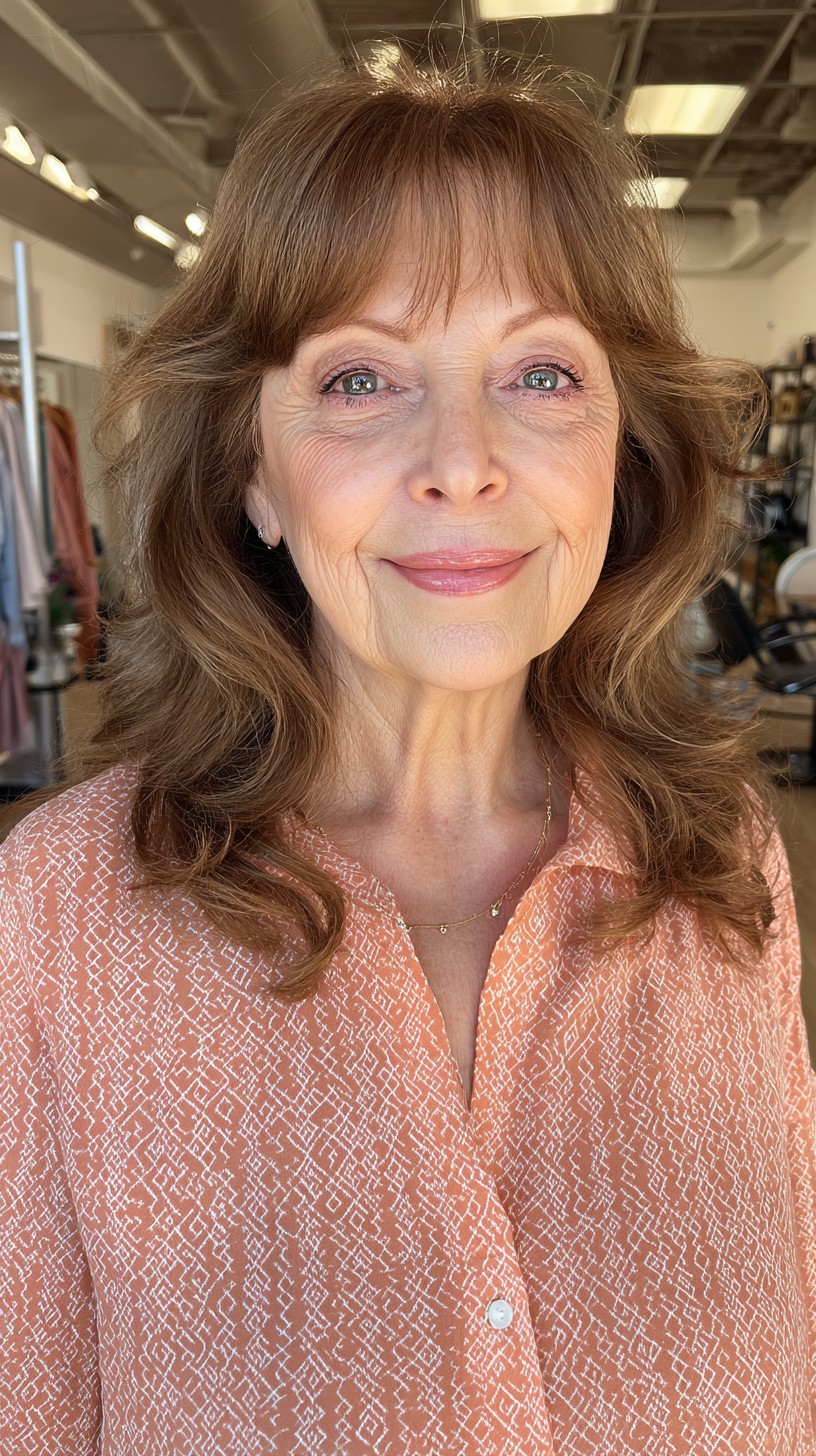 Softly Layered Mid-Length Cut with Gentle Waves