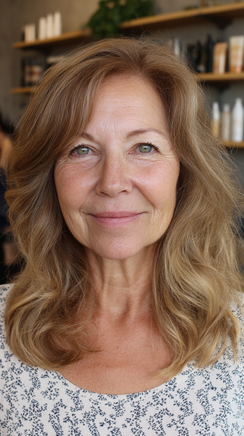 Softly Textured Mid-Length Cut with Natural Waves