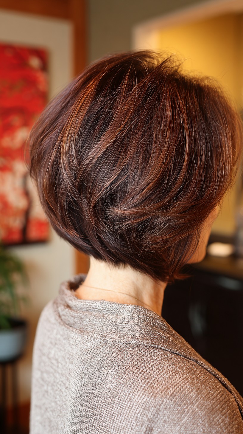 Stylish Chocolate Cherry Textured Bob