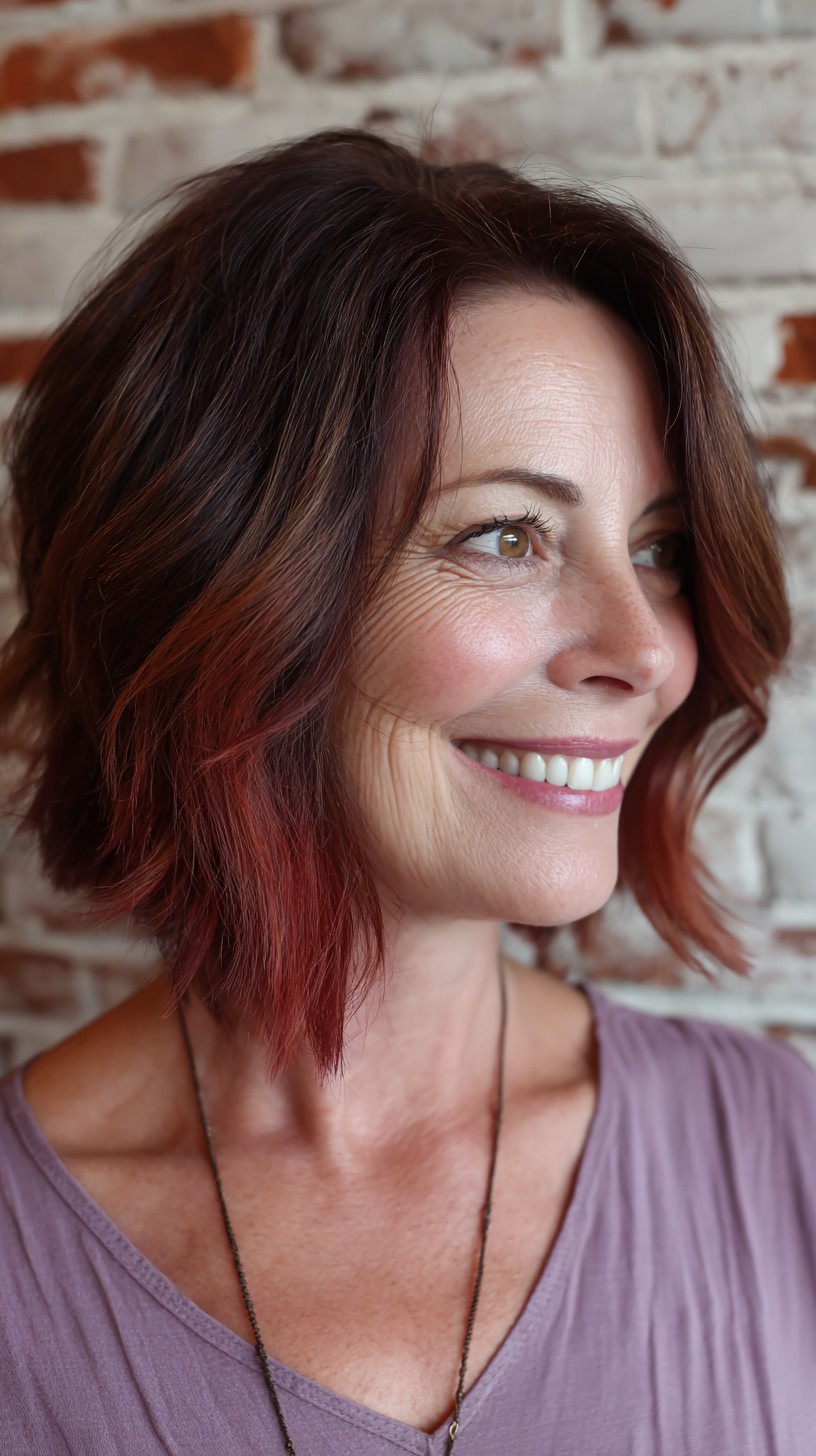 Stylish Chocolate Cherry Textured Lob