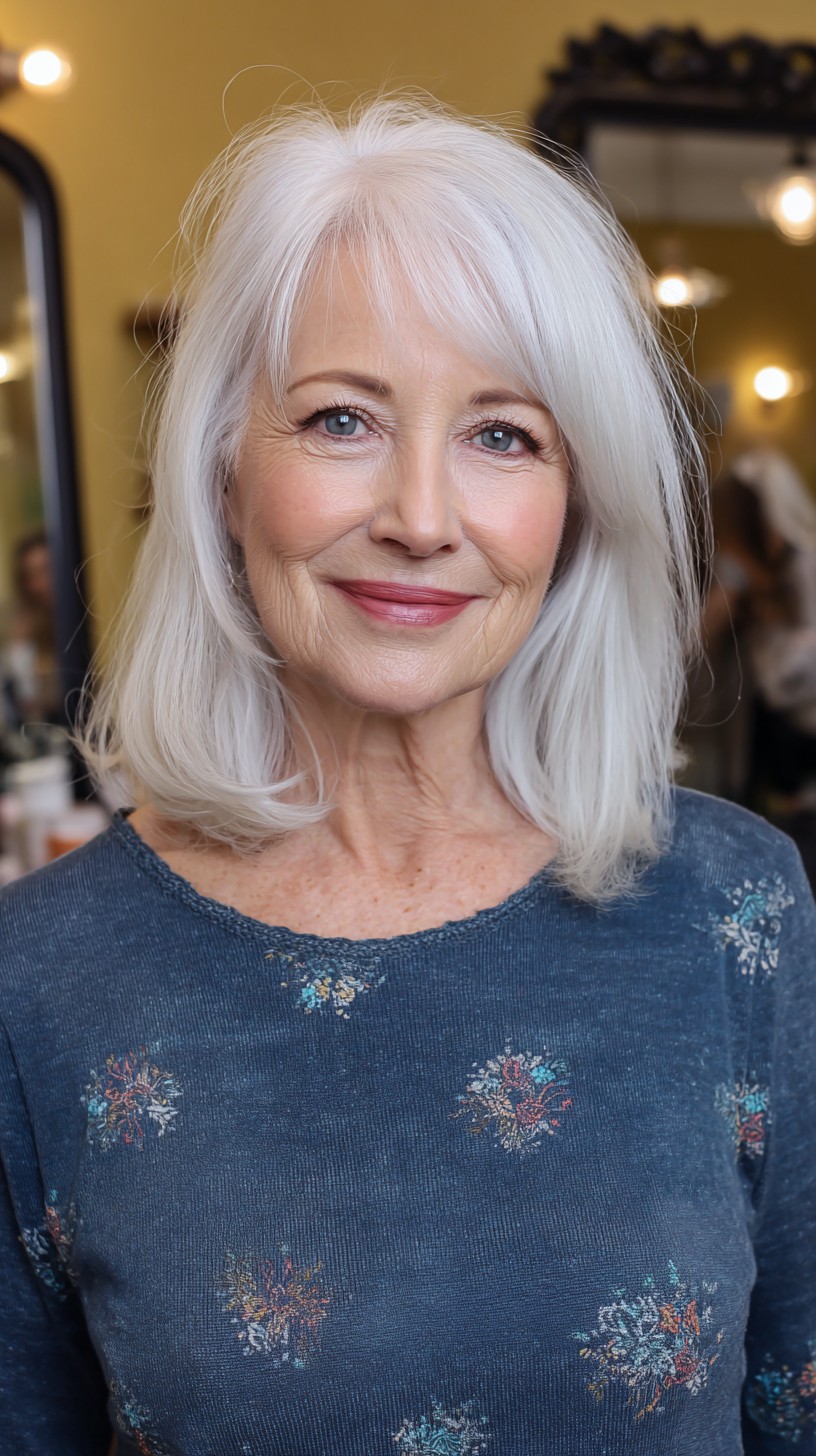 Stylish Soft Silver Layered Bob with Face-Frame Highlights