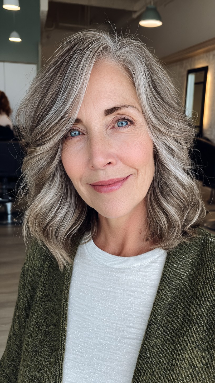 Stylish Soft Waves with Subtle Layers for Medium Hair