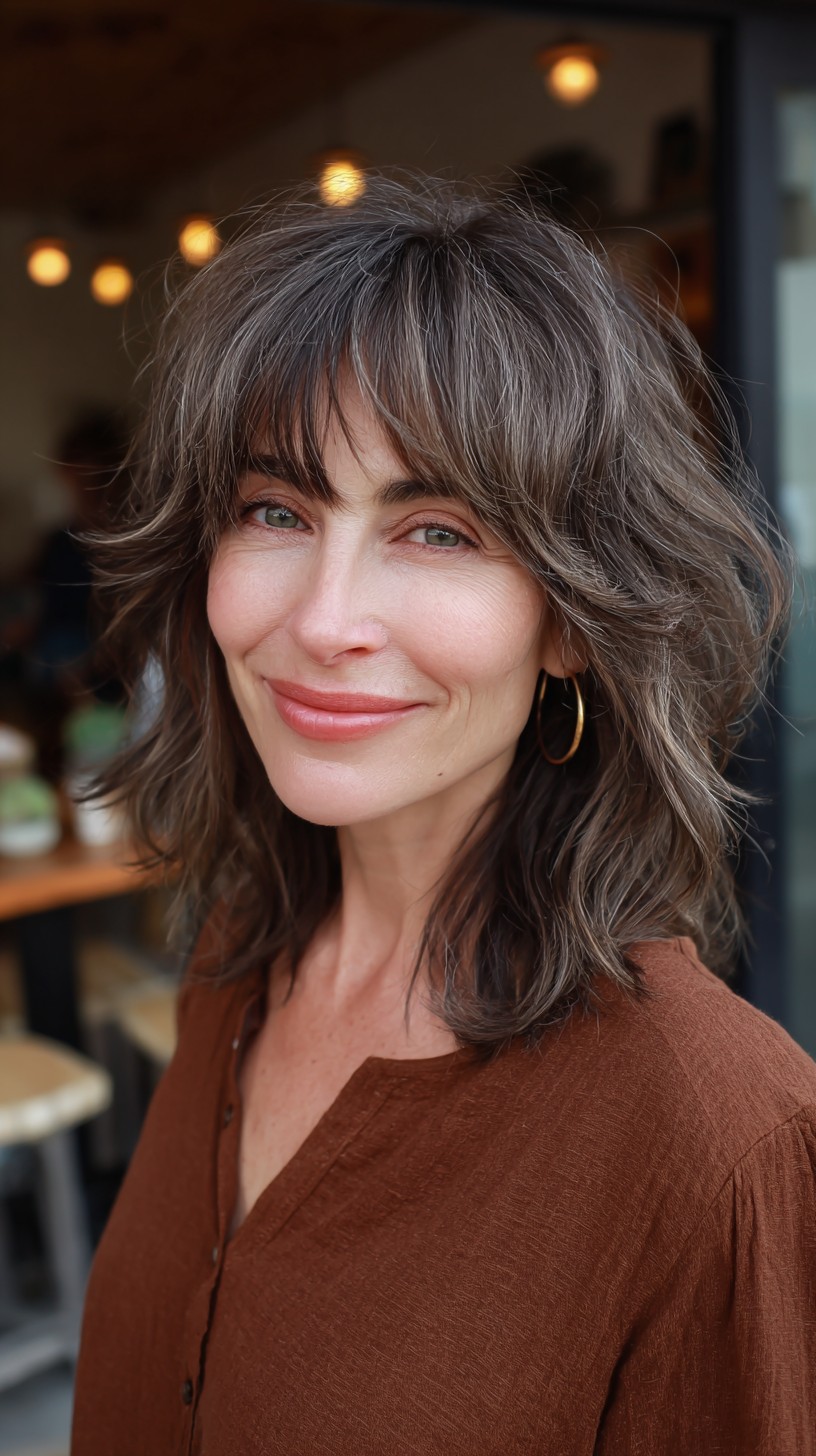 Textured Ashy Brown Balayage with Soft Layers