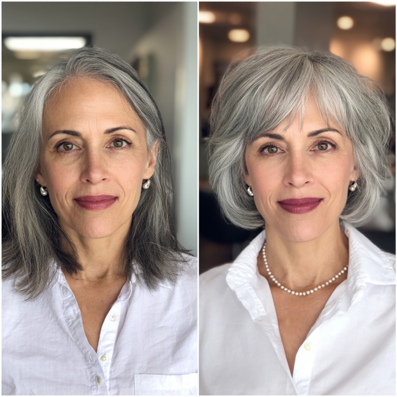 Textured Silver Bob with Soft Volume