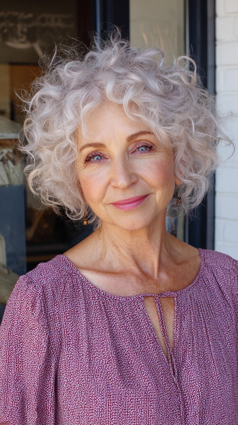 Textured Silver Curly Crop with Soft Layers