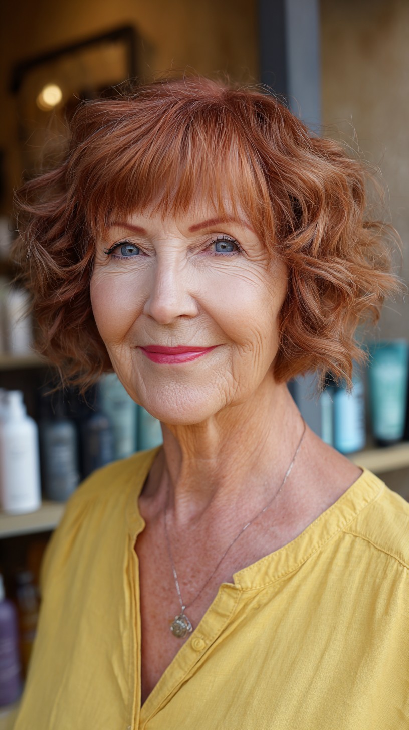Vibrant Curly Cut with Flattering Bangs