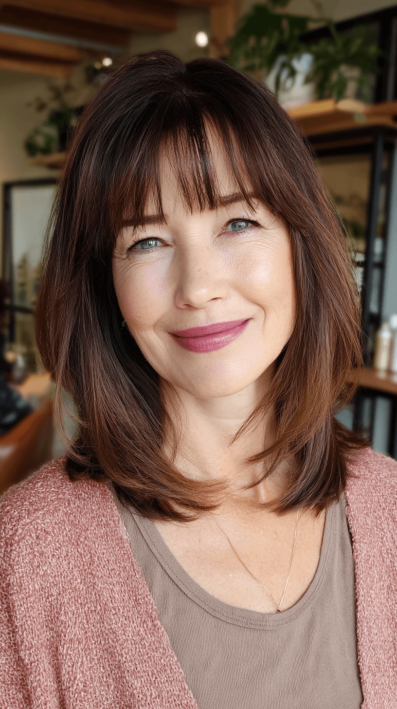 Elegant Mid-Length Cut with Soft Bangs
