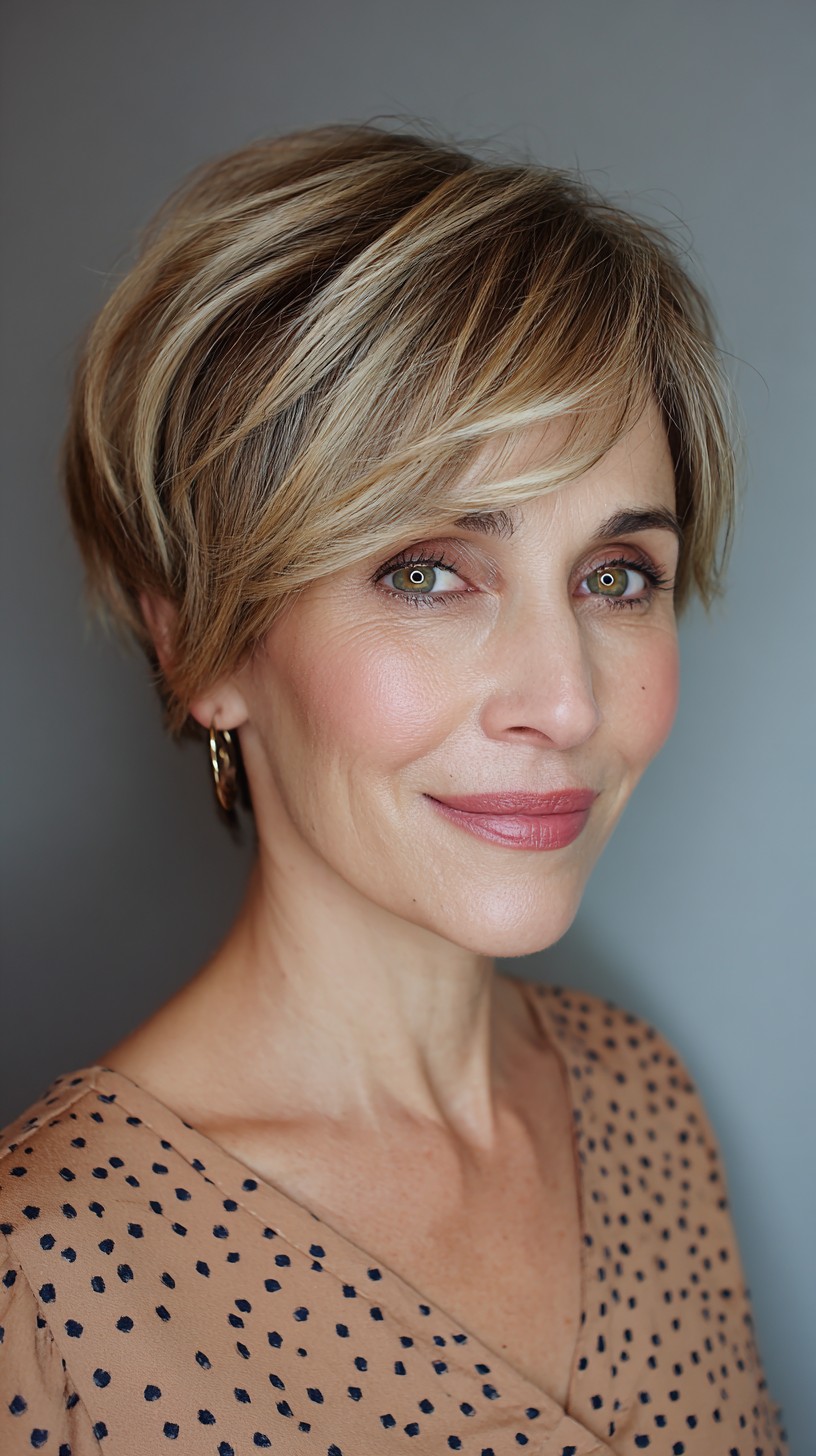 Stylish Bronde Textured Crop with Soft Layers