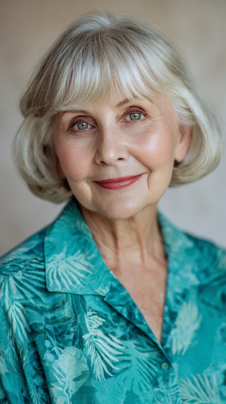 Charming Soft Jaw-Length Bob with Curtain Bangs