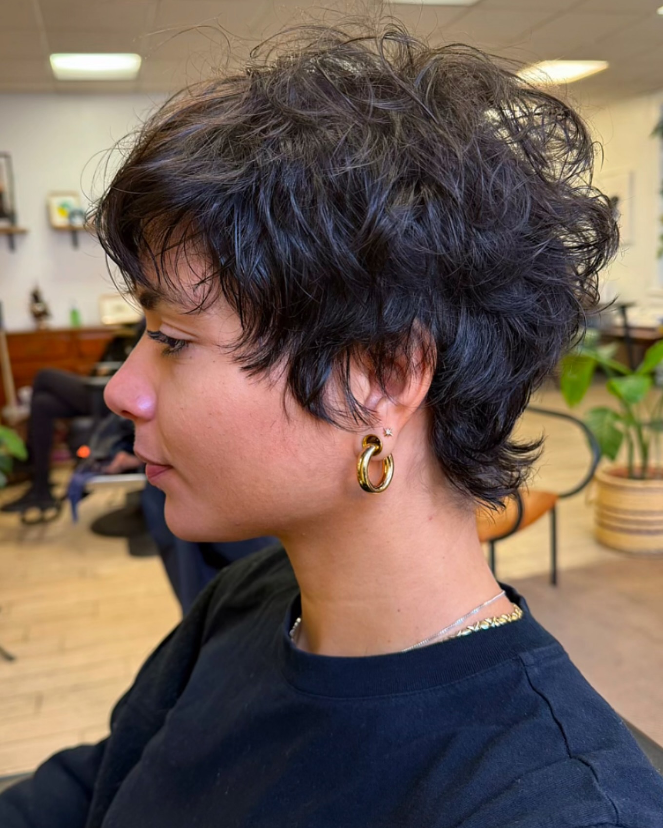 Chic Curly Pixie with Textured Layers