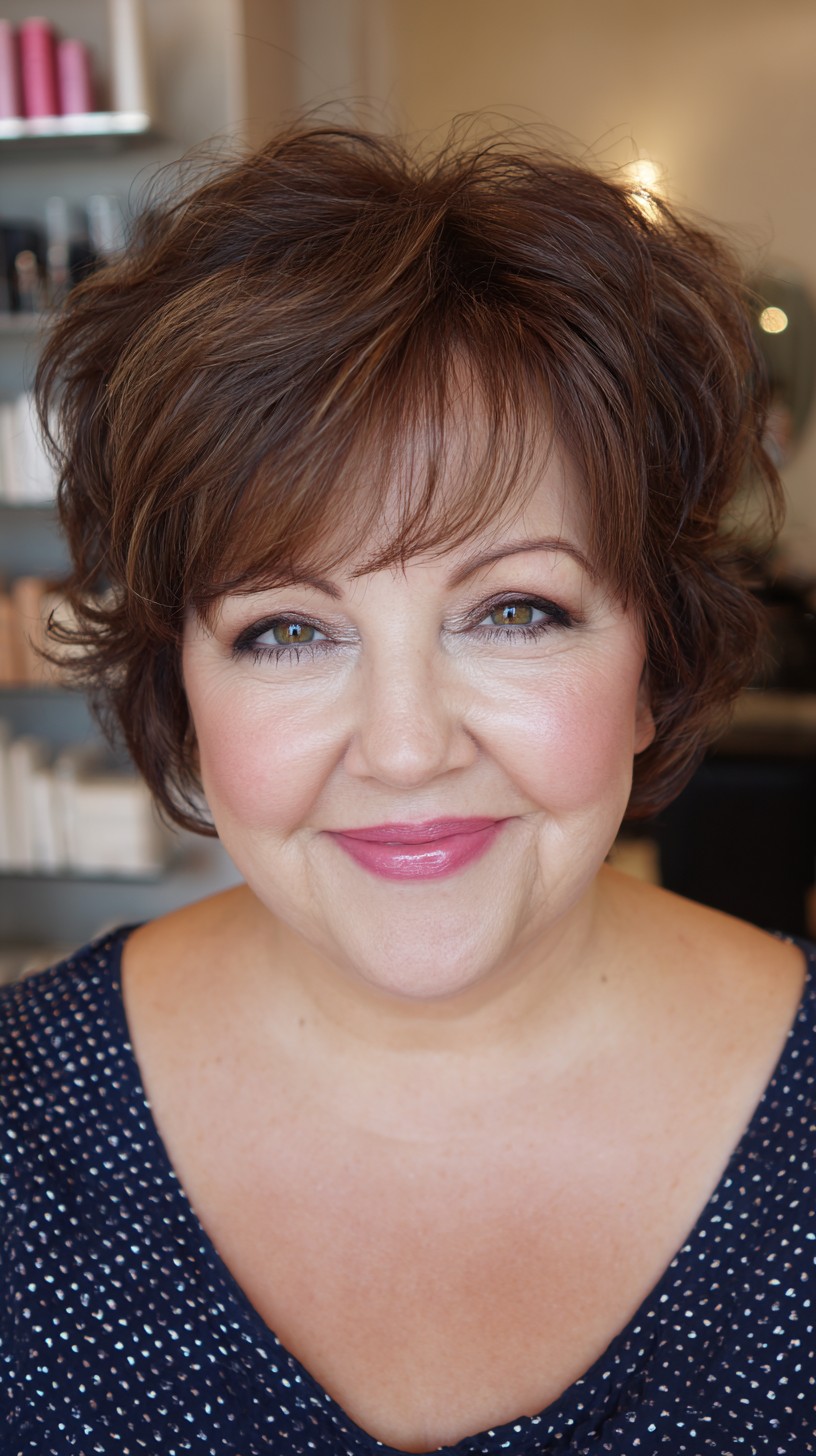 Chic Short Brunette Textured Bob with Soft Layers