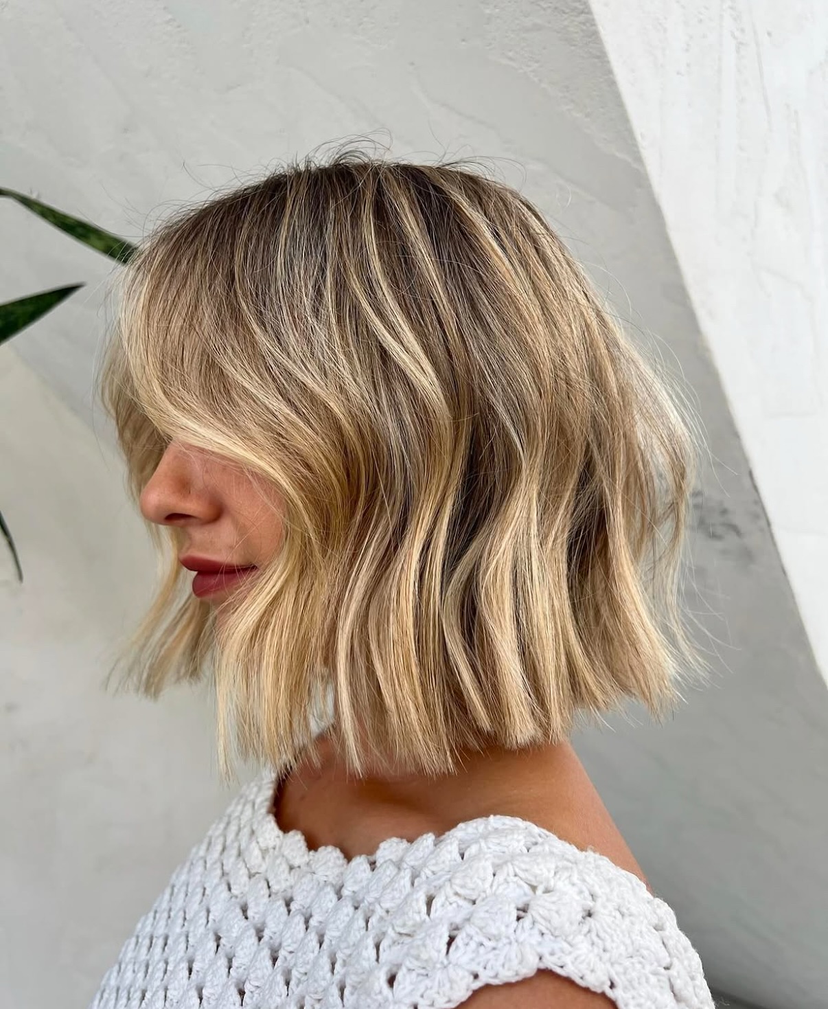 Textured Beachy Bob with Subtle Highlights