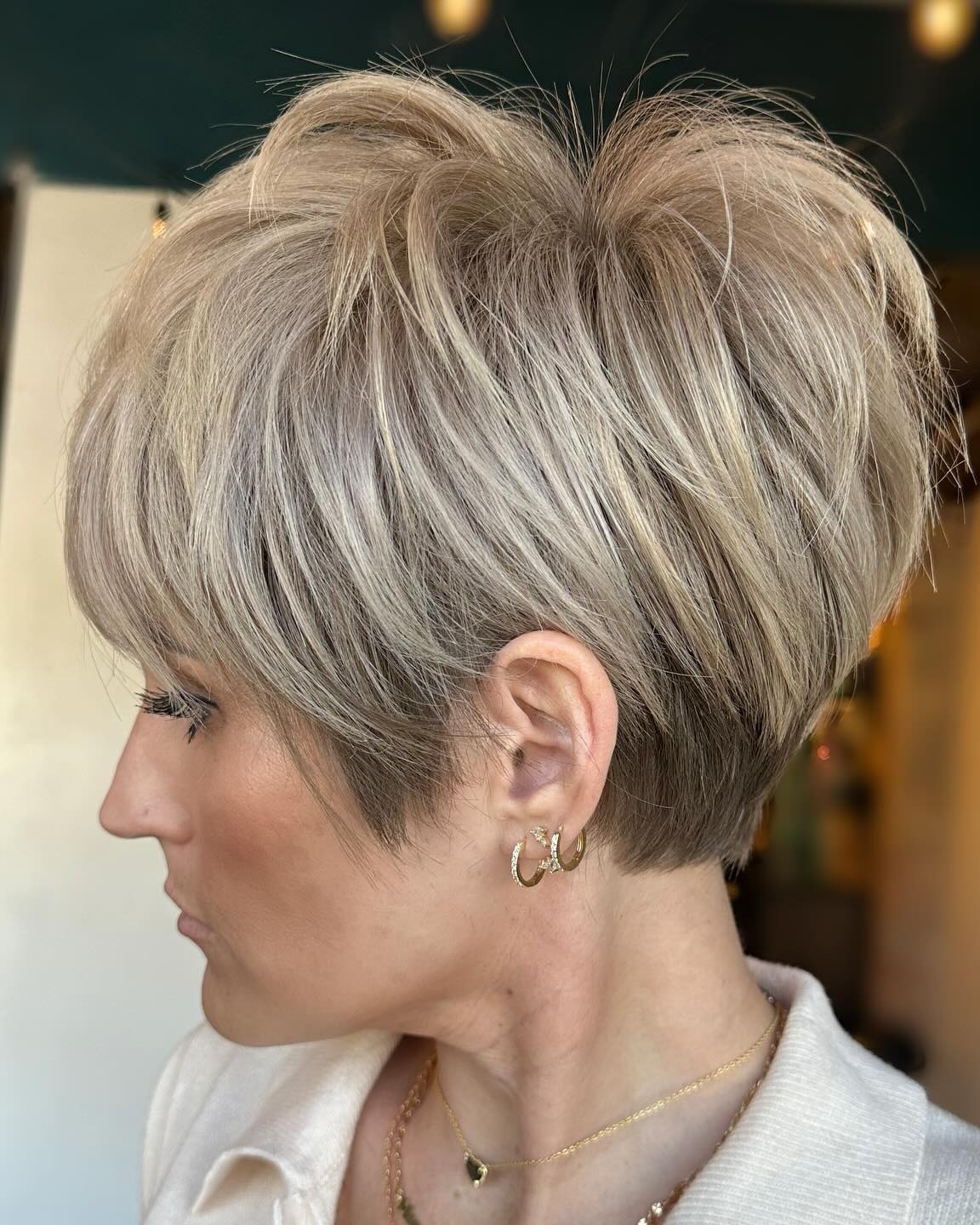 Textured Platinum Pixie with Soft Layers