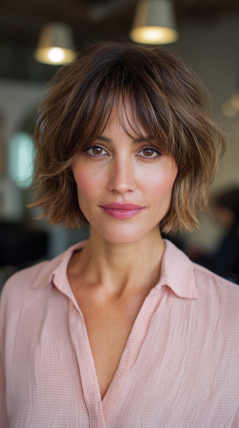 Modern Textured Bob with Face-Framing Bangs