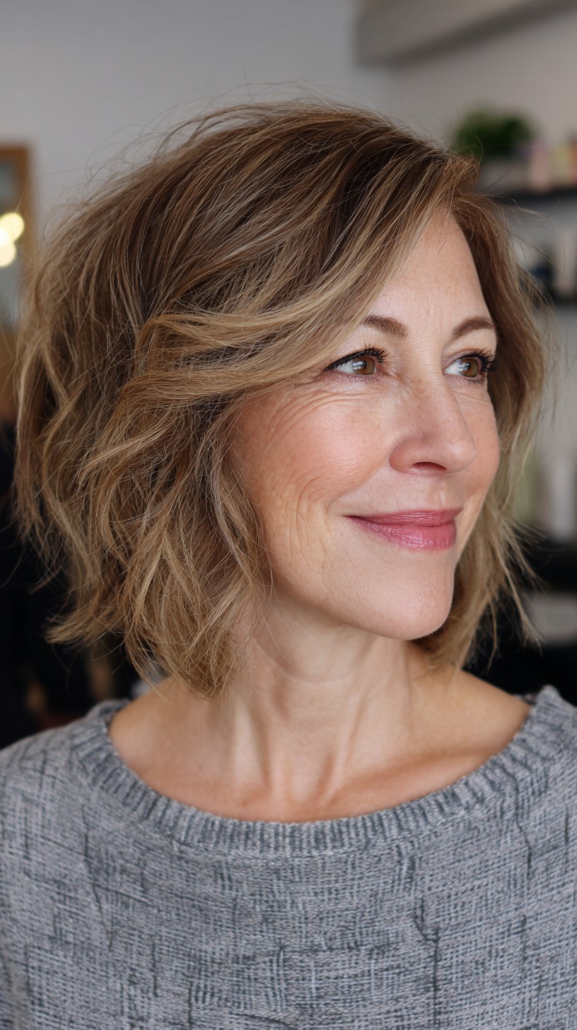 Textured Bronde Lob with Soft, Natural Movement