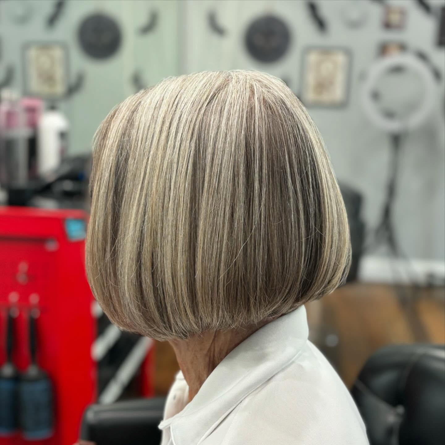 classic blunt bob with subtle highlights